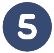 A blue and green circle with the number five in it.