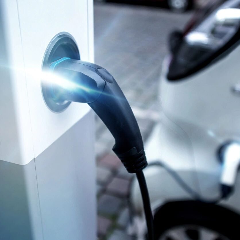 fm=f_V8JbpGo A close up of an electric car charging