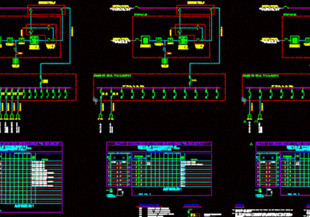 Technical electrical circuit schematic on black background.